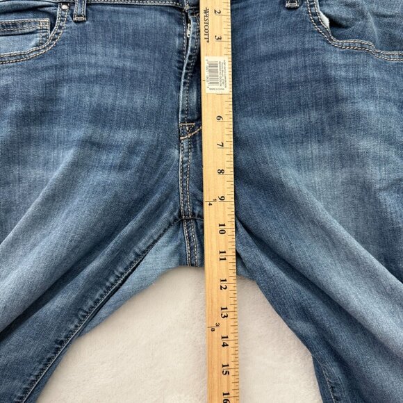 Ariat Jeans Womens 33R (36x30) Blue Bootcut Stretch Western Embellished Whisker - Picture 5 of 14